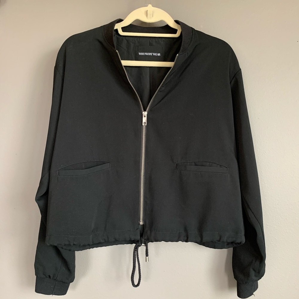Who What Wear Crepe Black Bomber Jacket